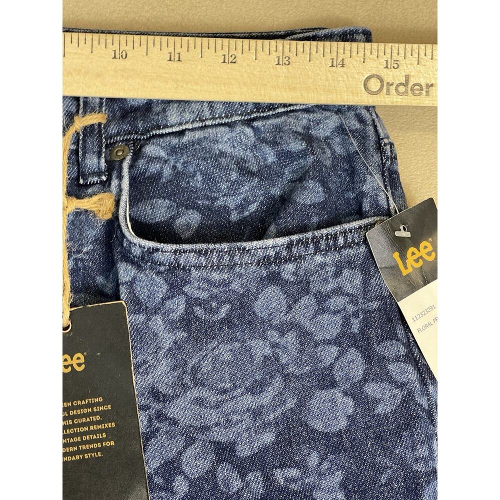 Lee Jeans Womens 30 Blue Floral Print Flare Leg High Rise Stretch Regular Fit - Picture 10 of 15